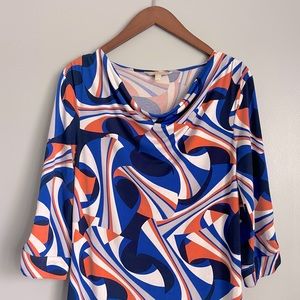 Banana Republic geometric cowl neck shift dress, size medium